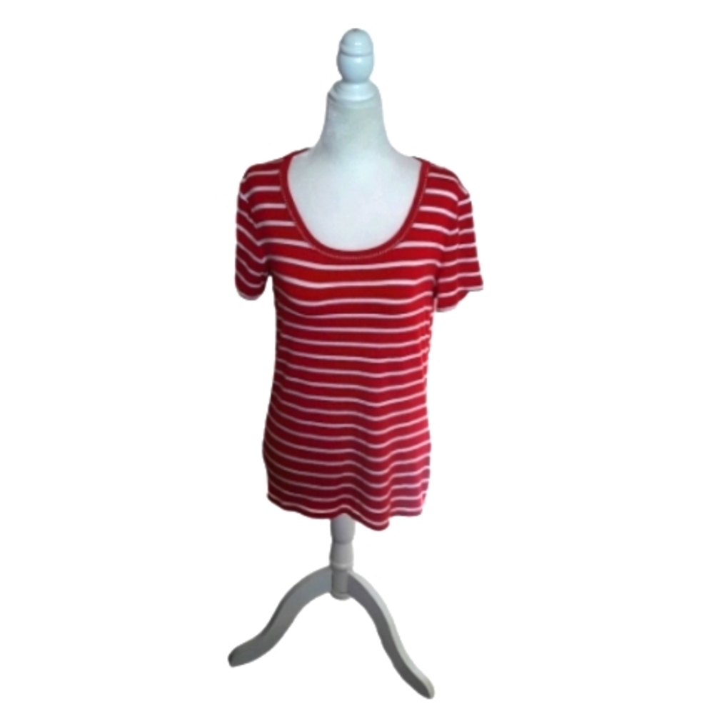 Tommy Hilfiger Small Petite Red and White Striped Top